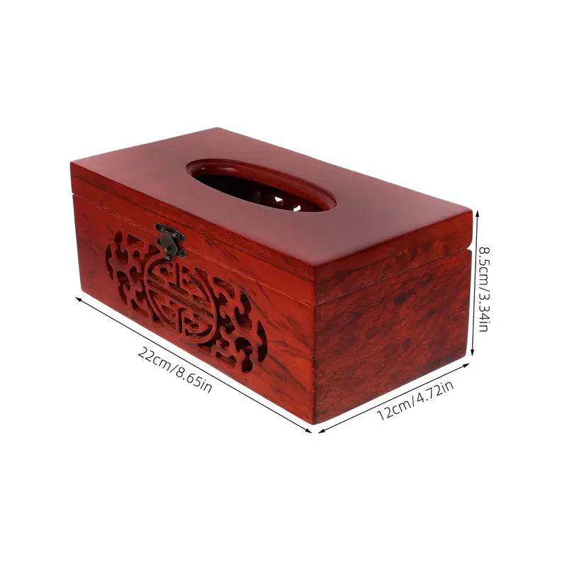 Wood Tissue Box Holder - Retro Elegant Desktop Napkin Dispenser for Home & Office