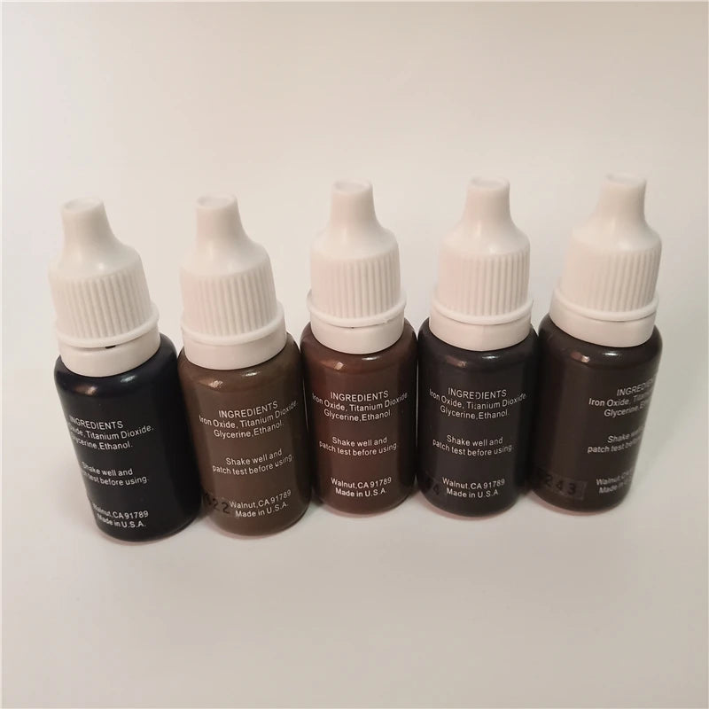 5-Piece Permanent Makeup Tattoo Ink Set - Micropigmentation & Lip/Eye Color