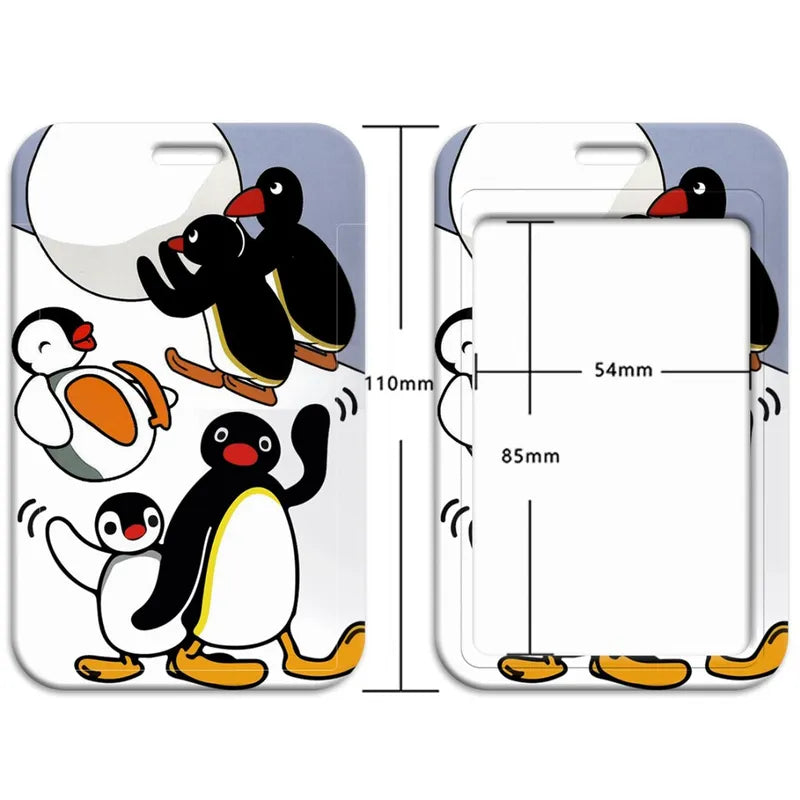 Penguin ID Badge Holder Lanyard Key Ring Card Cover Travel Accessory