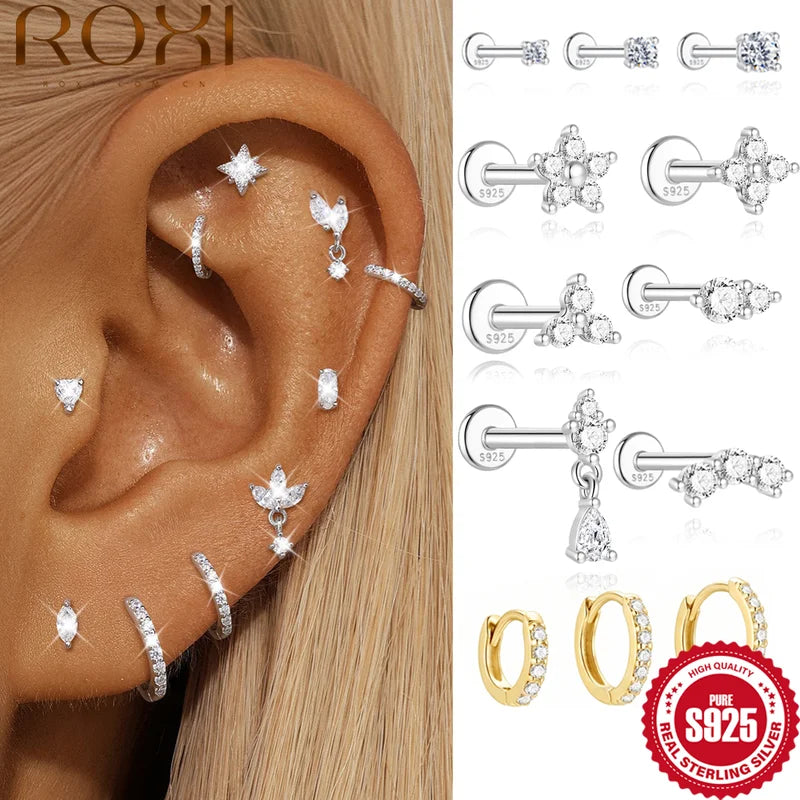 Sterling Silver Moissanite Tassel Earrings for Women Geometric Flower Pendant Jewelry