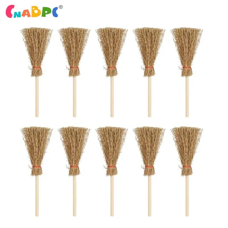 Mini Broom Set for Halloween Decorations - Hanging Witch Broom Props, 5 or 10 Pieces