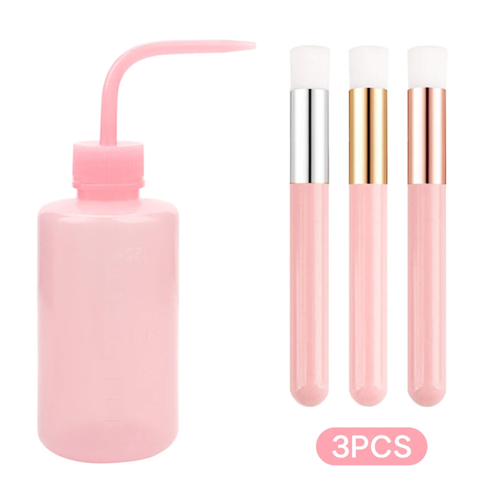 Eyelash Cleaning Brush Bottle Set - Makeup Tools for Lash Extension Care
