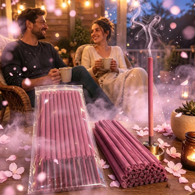 Giant Sakura Scented Incense Sticks - 27cm Slow-Burning Aromatherapy for Home & Garden