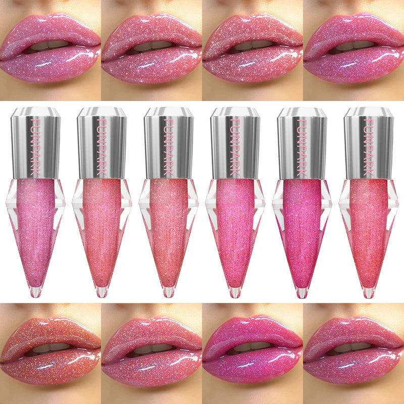 Moisturizing Lip Gloss with Glitter and Shimmer - Long Lasting Lip Oil for Care & Plumping - Multiple Colors