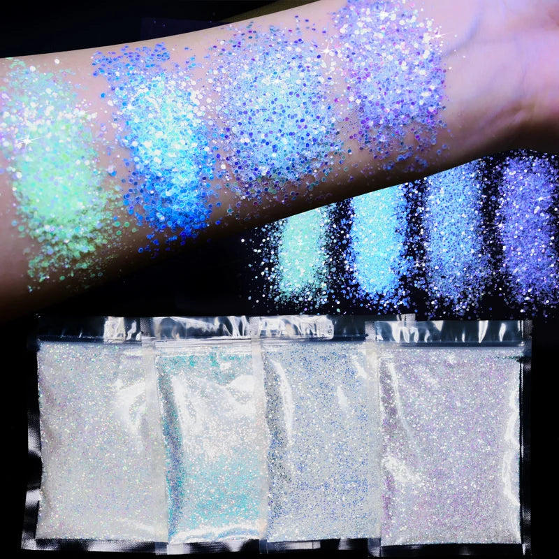 Glow-in-the-Dark Glitter Resin Pigment for Nail Art & Crafts - 10g Variety Pack