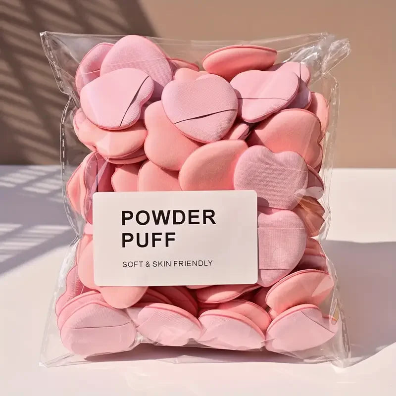 20 Pcs Heart-Shaped Latex-Free Makeup Powder Puffs Set - Finger Air Cushion Sponges
