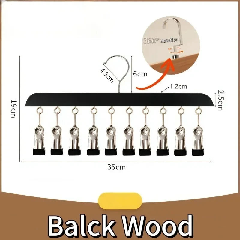 Portable 10-Clip Hat and Closet Organizer Rack - Space Saving Multi-Use Hooks