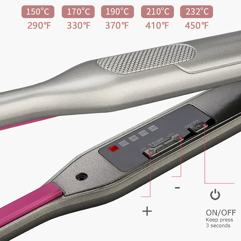 Mini Hair Straightener and Curler for Short Hair - Titanium Plate, Dual Voltage, Travel Flat Iron