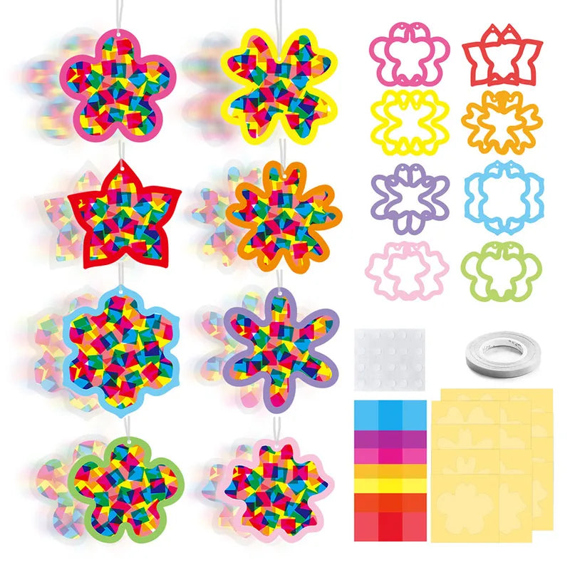 Kids Paper Cutting Art Kit for Window Decor DIY Craft Supplies Set