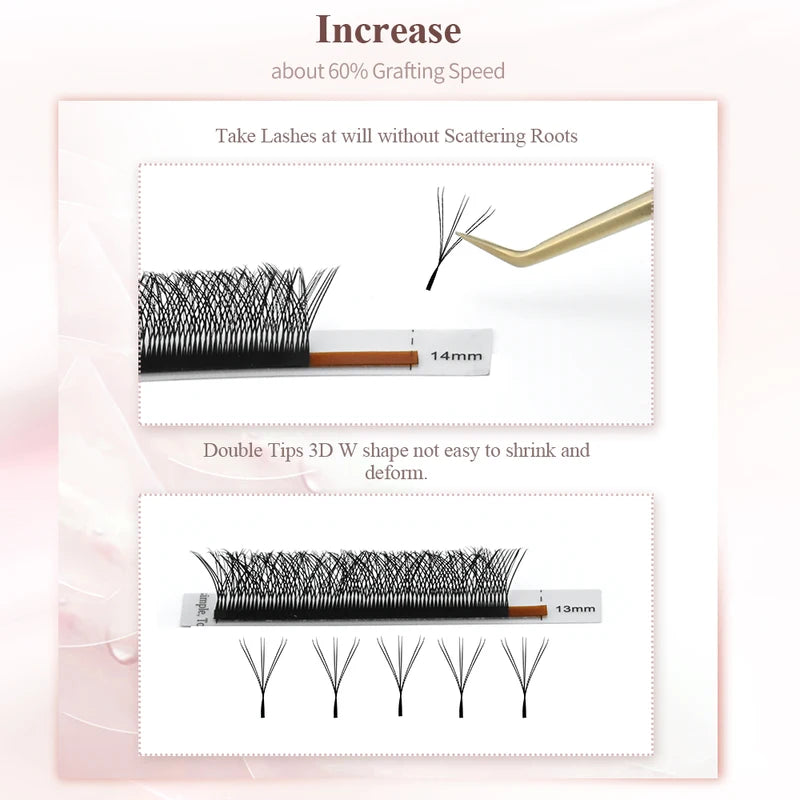 Double Tips 3D W Eyelash Extensions Fans - Premade W Shape False Eyelashes