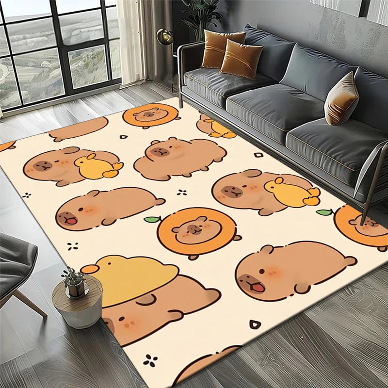 Kids Room Cartoon Carpet Rug with Lucky Heart Pattern - Soft Non-Slip Floor Mat
