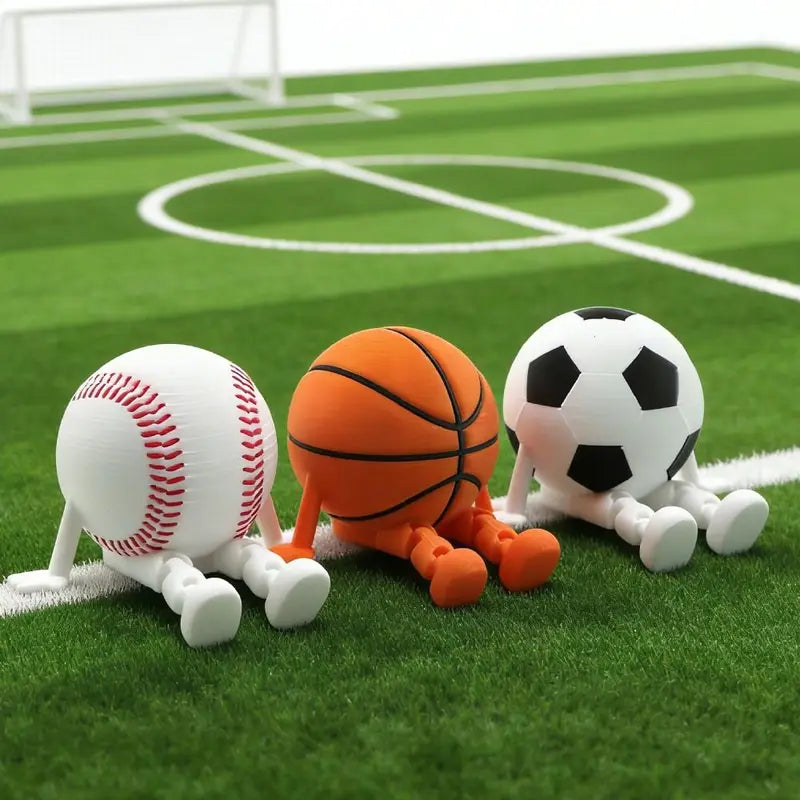 Sports Ball Figurine Collection Desktop Ornament - Soccer, Baseball, Basketball, Rugby, Bowling