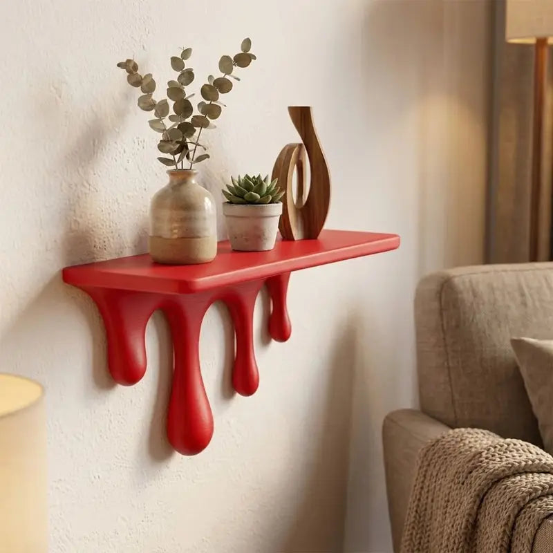 Artistic Drip Floating Wall Shelf - Irregular Shape Plastic Plant Display Stand