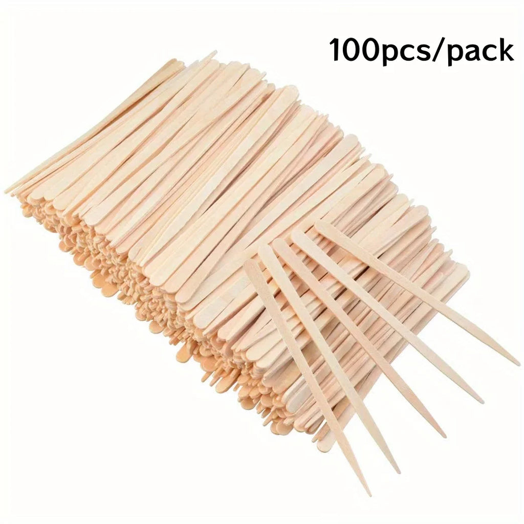 100pcs Wax Applicators Spatulas for Hair Removal Face & Body - Disposable Wooden Sticks