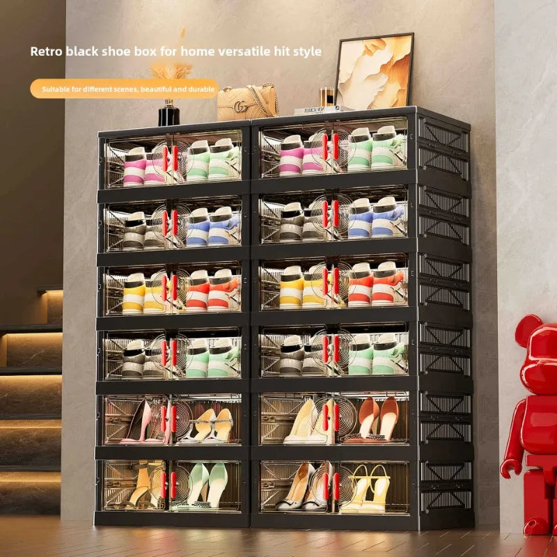 Multi-Layer Door Shoe Rack - Foldable Wall-Mounted Shoe Storage Organizer