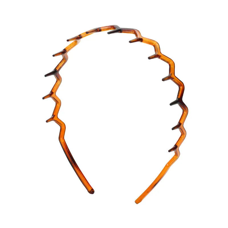 2PCS Black Amber Wave Long Teeth Headband Anti-Fall Resin Plastic Non-Slip Face Wash Headband for Men Women