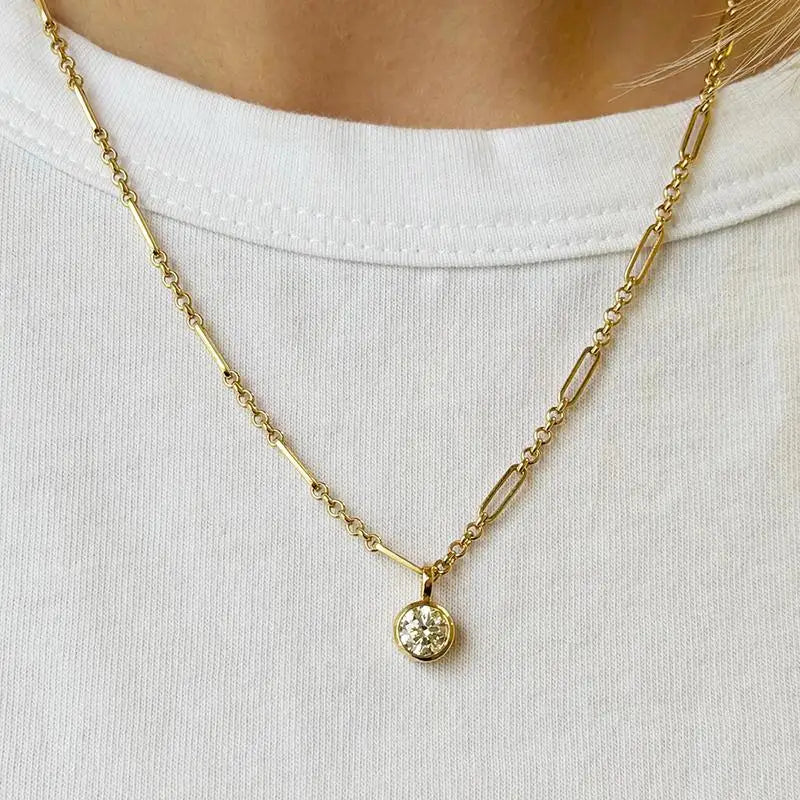 Women's Geometric Zircon Pendant Necklace Gold & Silver Chain Jewelry