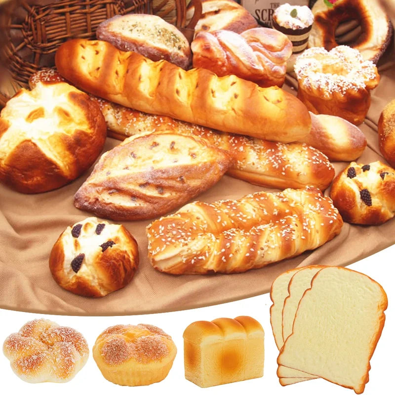 Fake Bread Hamburger Cake Donuts Food Toy Set for Shop Display & Photography