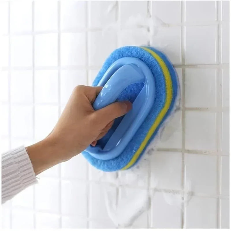 Multipurpose Sponge Cleaning Brush with Handle for Bathroom Kitchen Floors