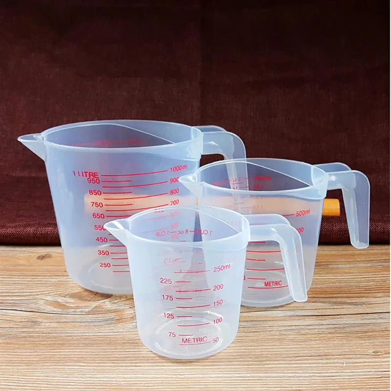 3-Piece Liquid Measuring Cups Set 250ml 500ml 1000ml Kitchen Baking Tools