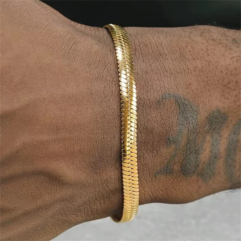 Unisex Snake Chain Bracelet in Stainless Steel with Gold & Color Options