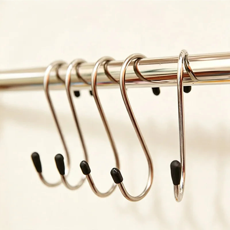 Multifunctional S-Shaped Stainless Steel Wall Hooks for Kitchen Bathroom Bedroom Storage