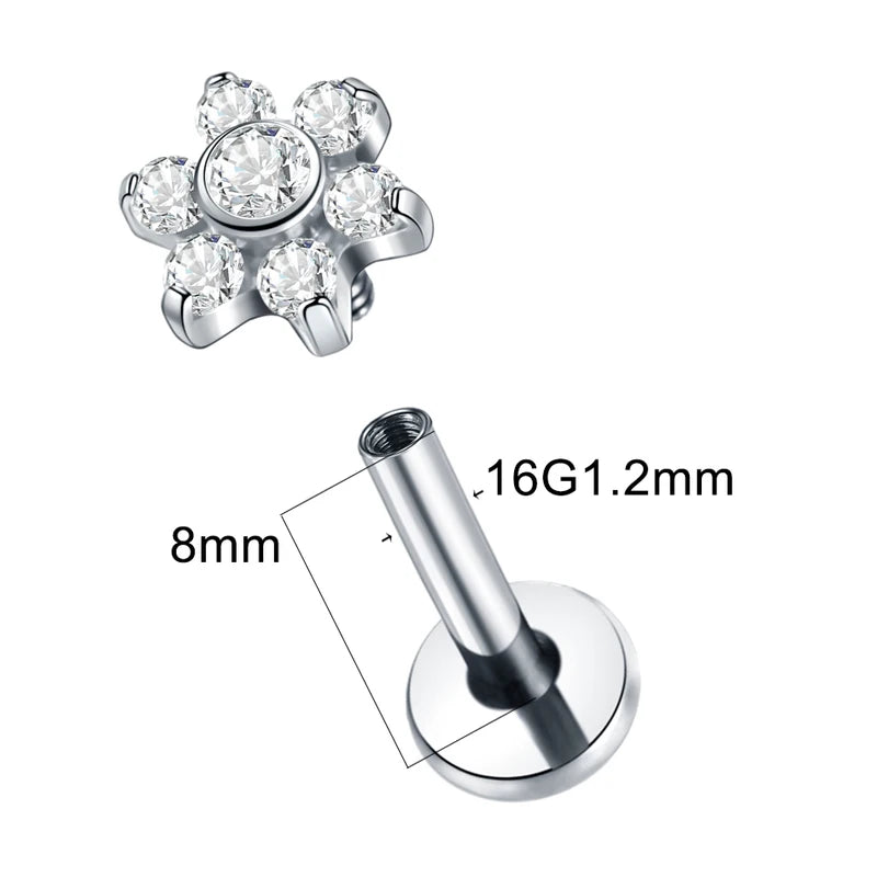 Titanium Labret Ear Tragus Earring Stud Lip Cartilage Helix Body Jewelry 16G