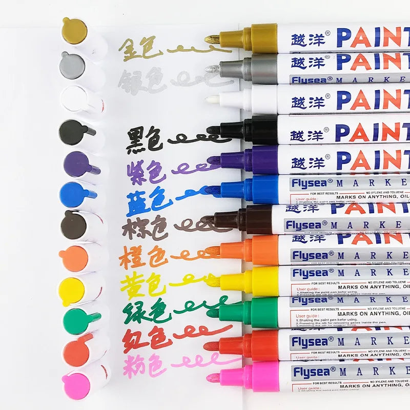 12 Color Waterproof Permanent Paint Marker Pen for Car Tyres & Surfaces