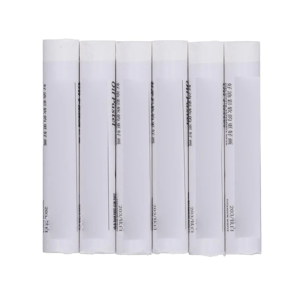 6 Pack White Oil Pastels - Soft, Non-Toxic Art Pastel Sticks for Drawing & Coloring