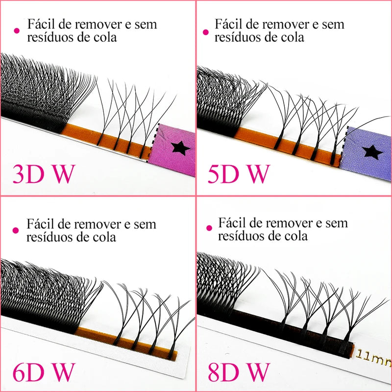 False Eyelash Extensions 3D 4D 5D 6D 7D 8D Volume Lashes - Assorted Colors & Curl Options
