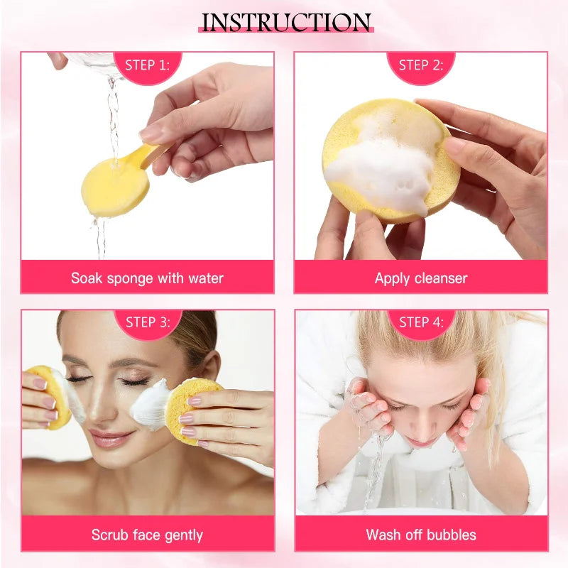 12-Pack Compressed Facial Sponges for Cleansing and Makeup Removal - Soft Exfoliating Pads