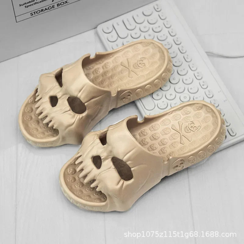 Halloween Skull Platform Slip-On Sandals Men Women Beach Flip Flops