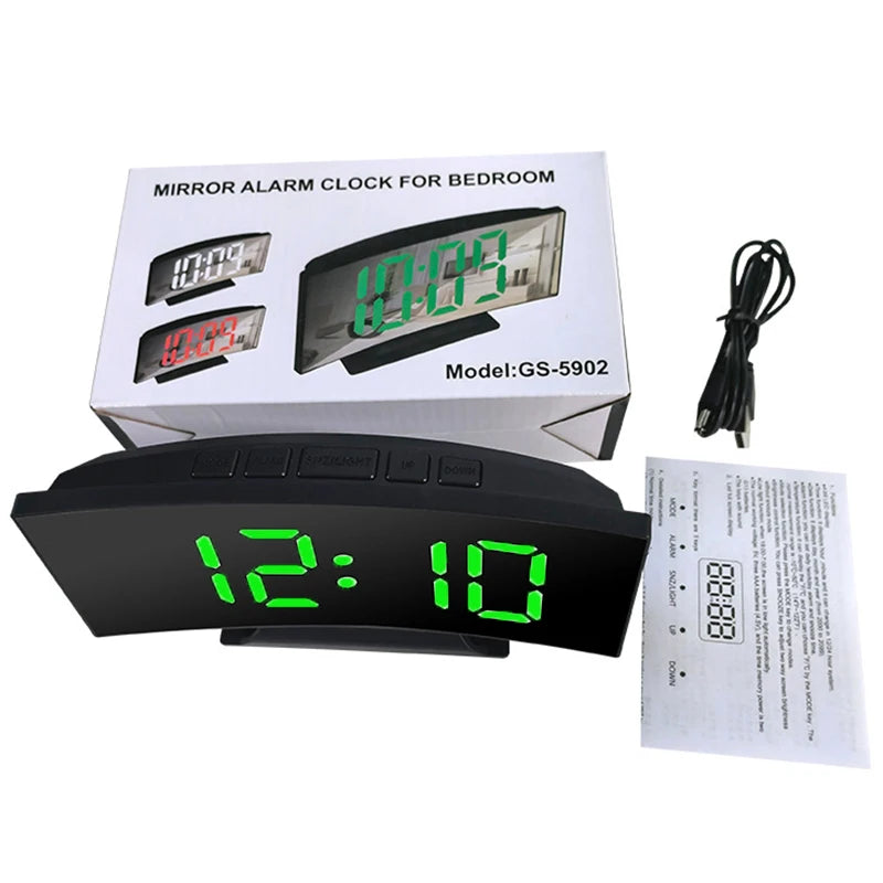 LED Digital Alarm Clock with Backlight Temperature Calendar Bedside Nightlight Home Decor