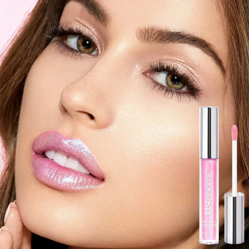 Glitter Shimmer Lip Gloss Set - Moisturizing Tinted Lipstick with Diamond Effect, 6 Colors