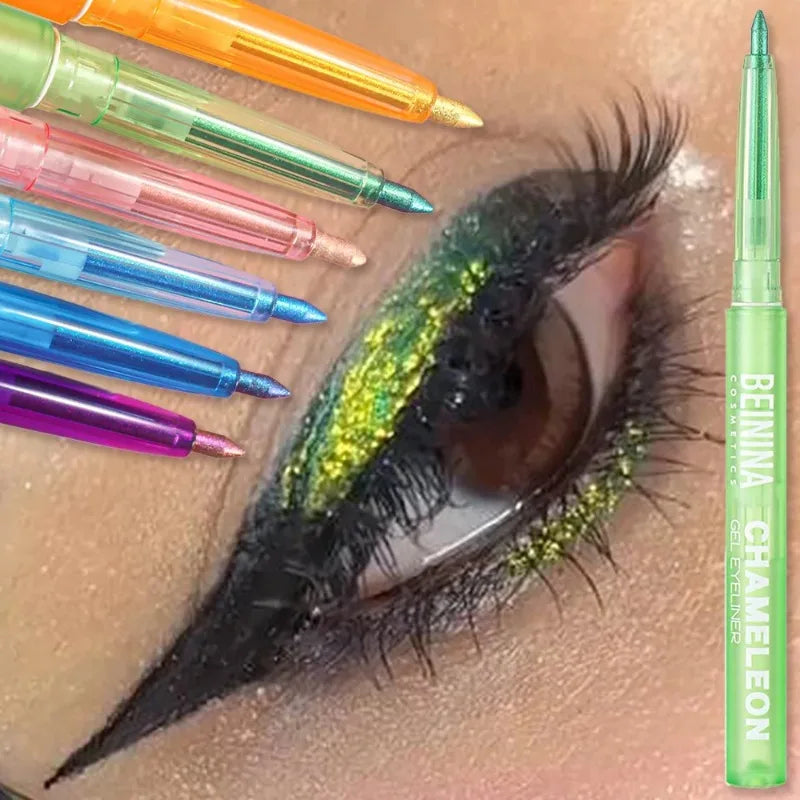 Multicolor Shimmer Gel Eyeliner & Eyeshadow Pen - Color-Shift Metallic Makeup