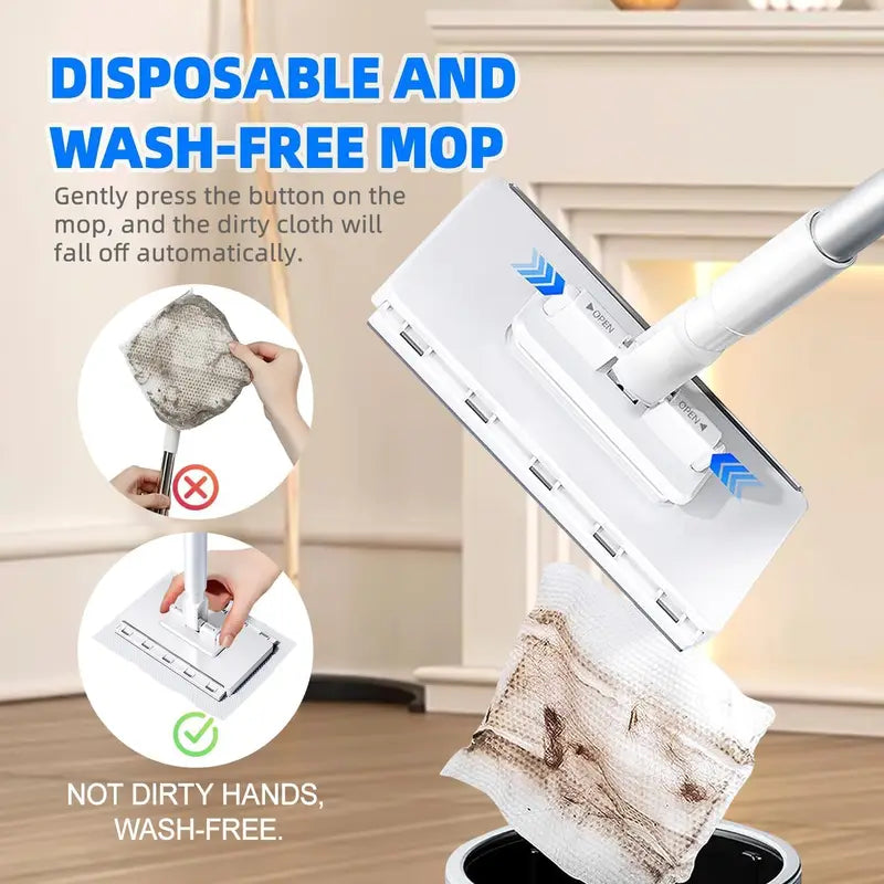 Hands-Free Automatic Wet Wipe Mop with Detachable Cloth Holder for Floor Cleaning