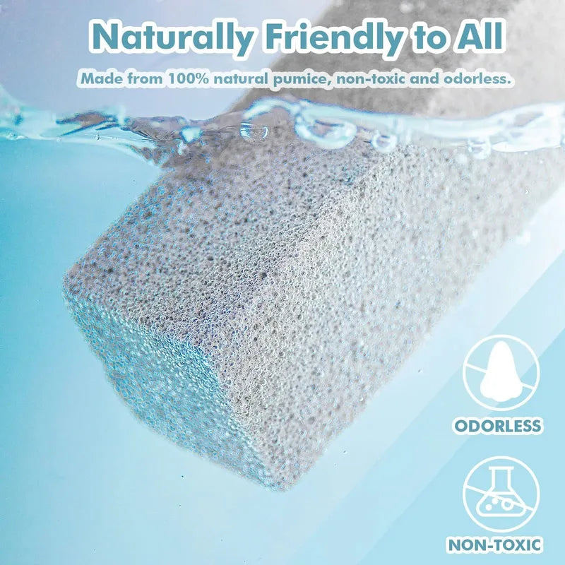 Pumice Stone for Toilet Cleaning with Long Handle - Hard Water Stain Remover