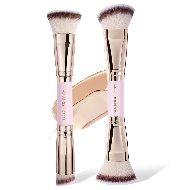 2PCS Makeup Brush Set for Foundation, Blush & Contour - Synthetic Face Brushes