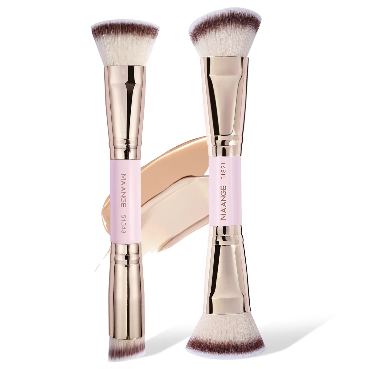 2PCS Makeup Brush Set for Foundation, Blush & Contour - Synthetic Face Brushes