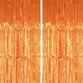 2-Pack Orange Tassel Curtain Set Metallic Foil Background for Events