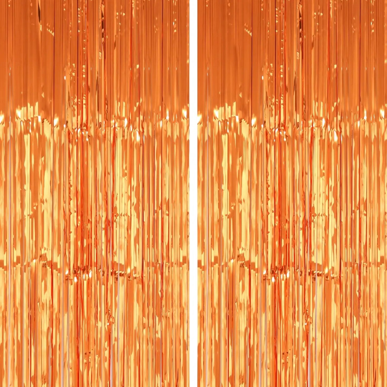 2-Pack Orange Tassel Curtain Set Metallic Foil Background for Events