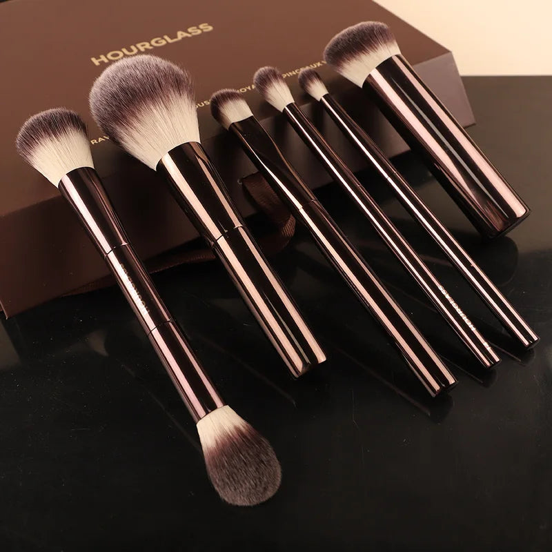 7Pcs Makeup Brush Set with Cosmetic Bag - Powder Blush Foundation Eye