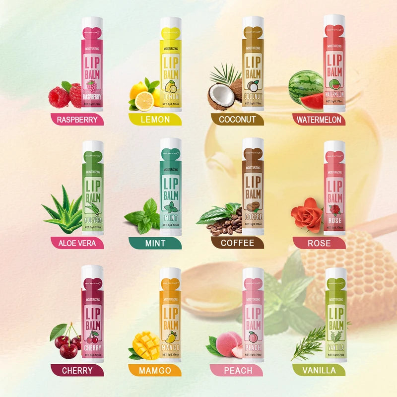 Moisturizing Lip Balm Set 48PCS with Flower Fragrance 5g Brightening Lip Color Gift