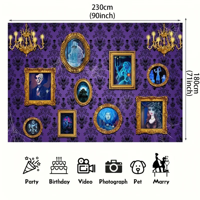 Halloween Haunted House & Gothic Spider Web Party Background Decor - Polyester Photography Backdrop