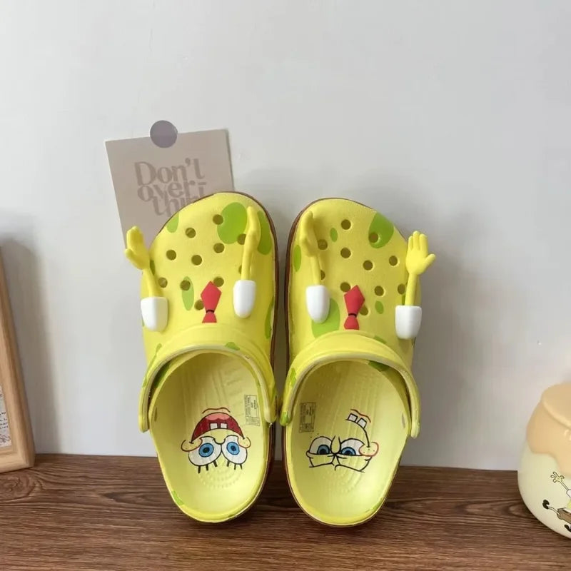 Cartoon Couple Beach Sandals for Summer Non-Slip Anime SpongeBob Patrick Shoes EVA Closed Toe Comfortable Summer Sandals