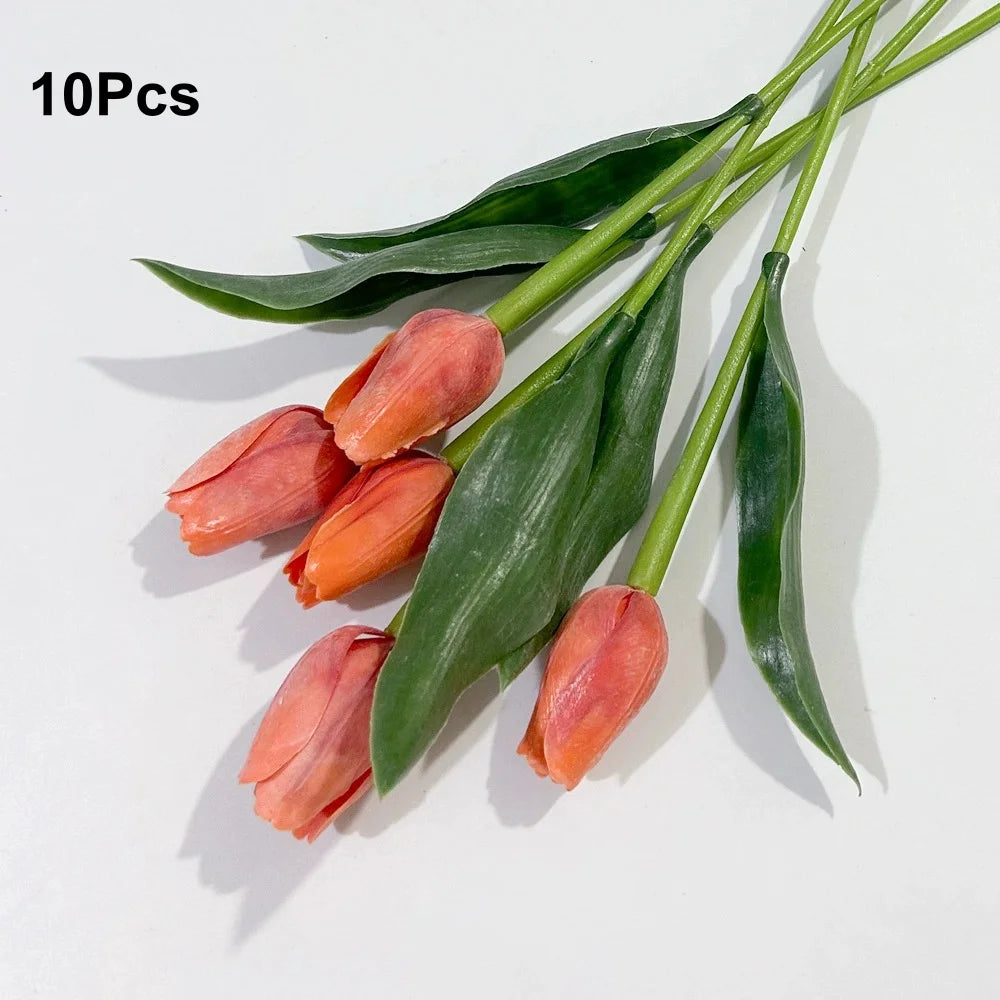 Artificial Tulip Flower Bouquets - Faux Latex Floral Decor for Weddings & Home