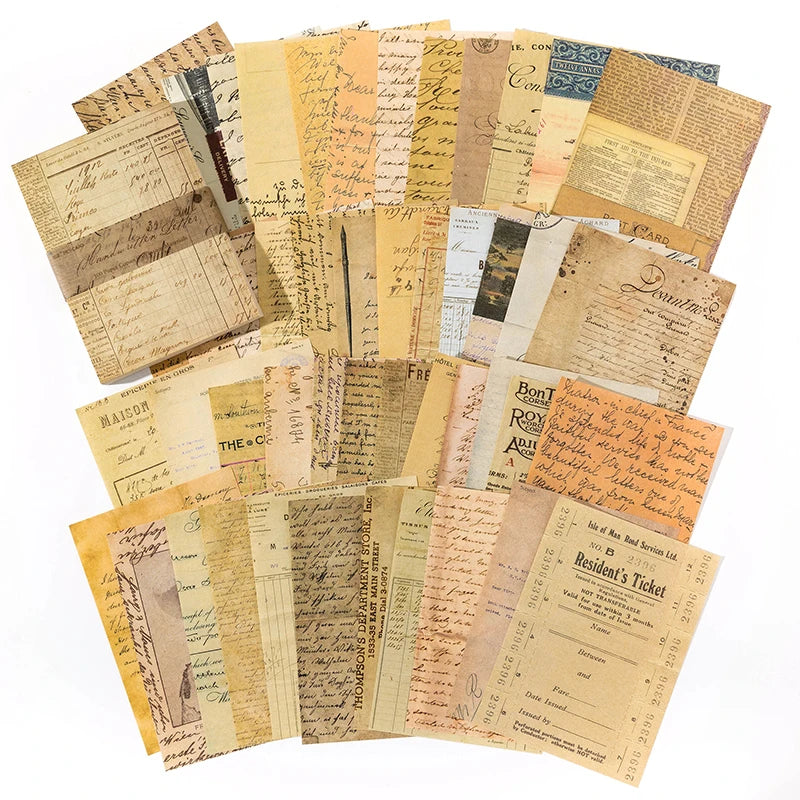 100 pcs Vintage Scrapbooking Paper Set for DIY Album & Craft Projects - Multiple Colors