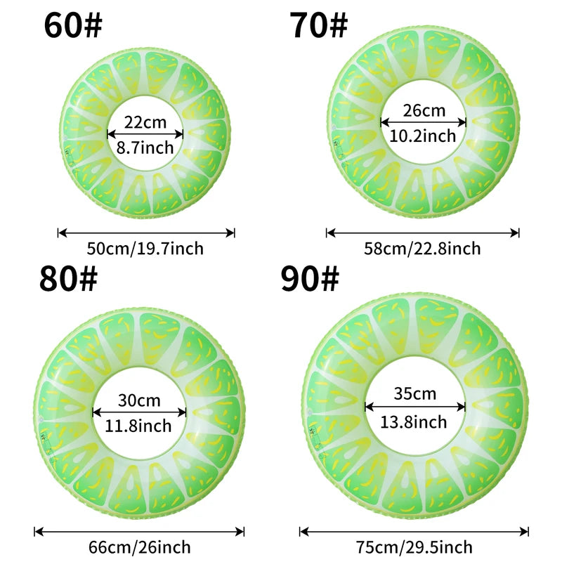 Watermelon Pool Float Ring - PVC Inflatable Summer Fruit Float for Beach & Pool