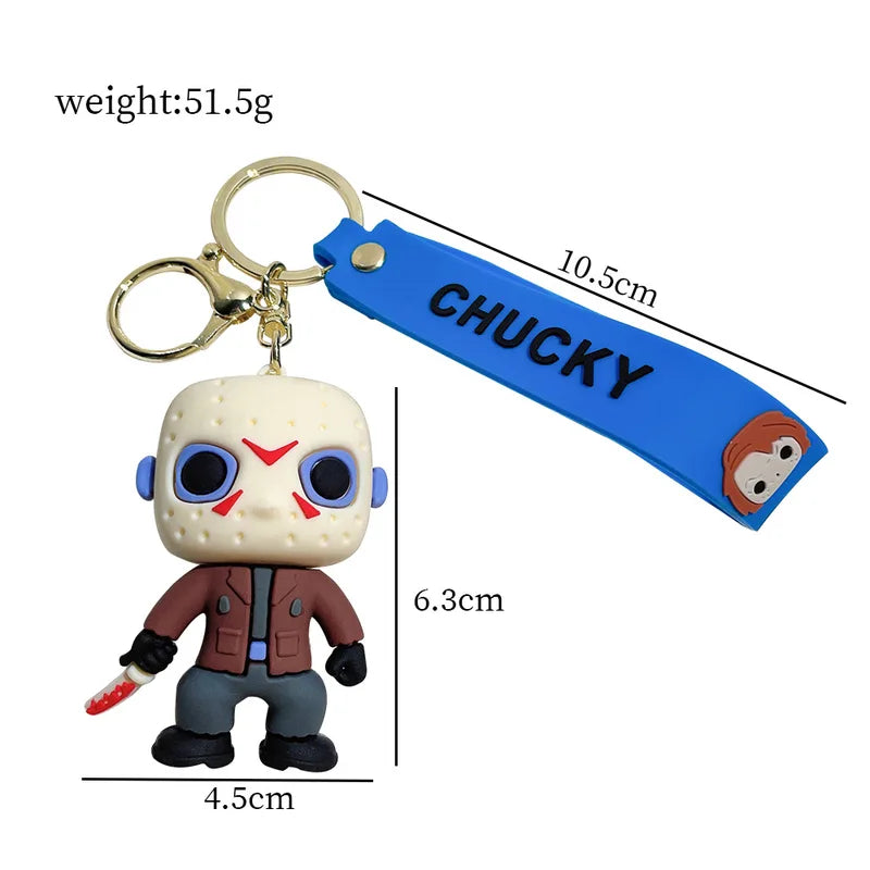 Horror Movie Killer Characters Keychain - Halloween Party Gift Accessory