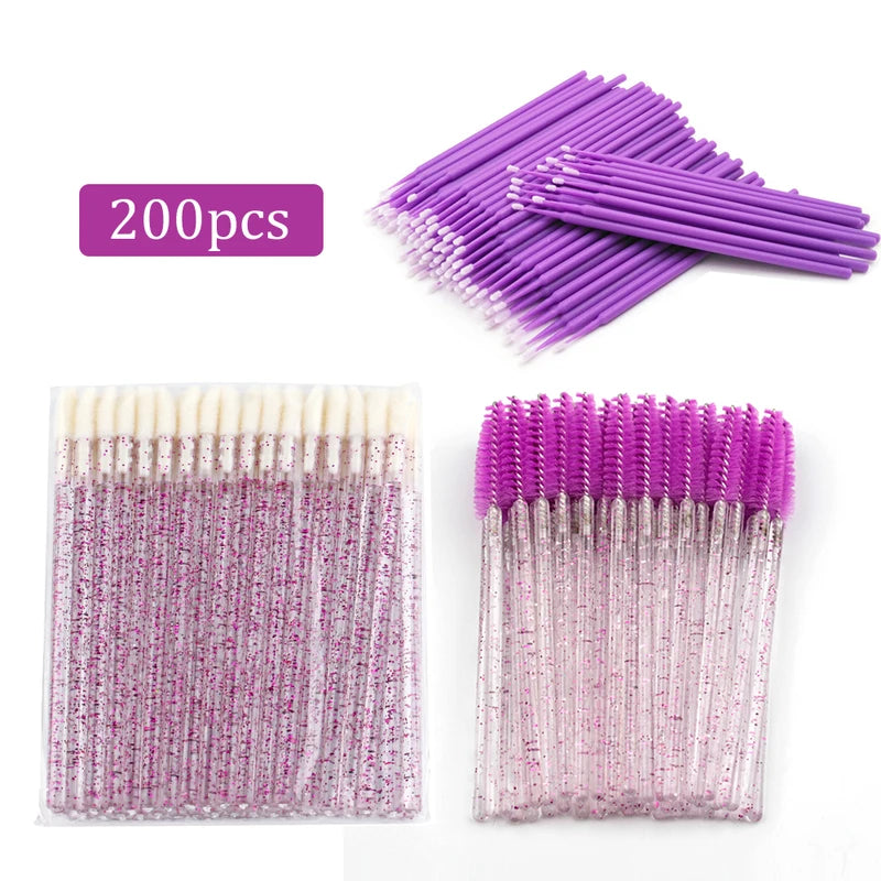Makeup Brush Set with Eyelash and Lip Applicators - 200 Pcs Beauty Tools Kit